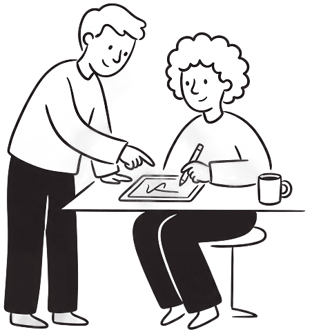 Agency team reviewing work together